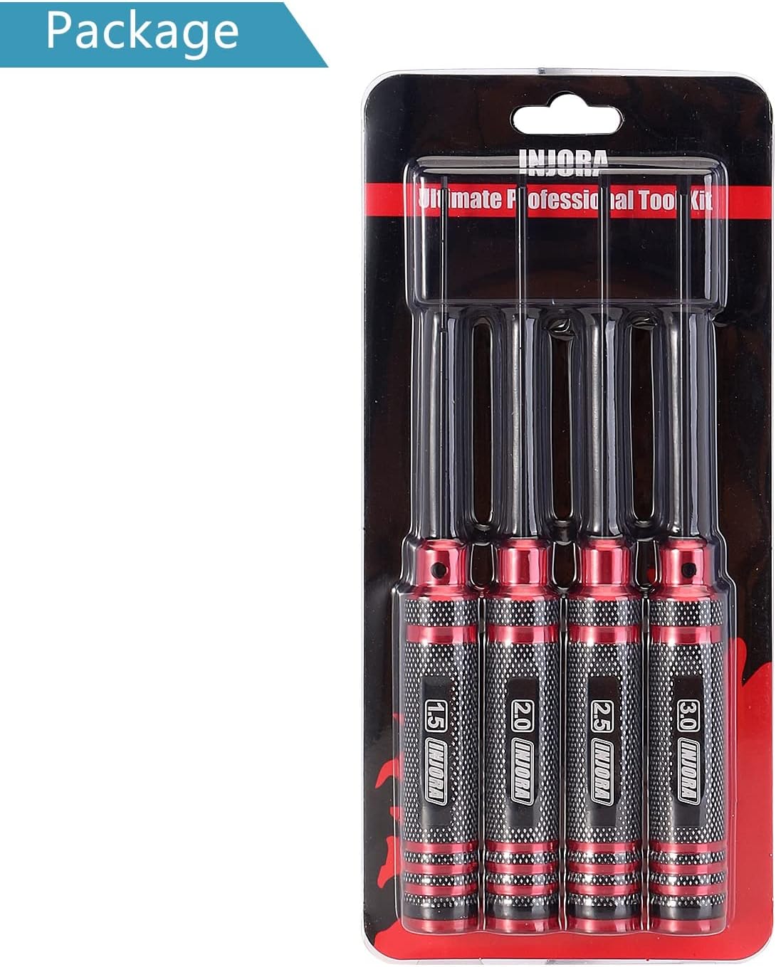 4PCS 1.5/2.0/2.5/3mm Hex Screwdriver Black Titanium Coating HSS Steel Repair Tool Kit for RC Model Crawler Car Boat Helicopter - (Color: 4PCS Screwdrivers)