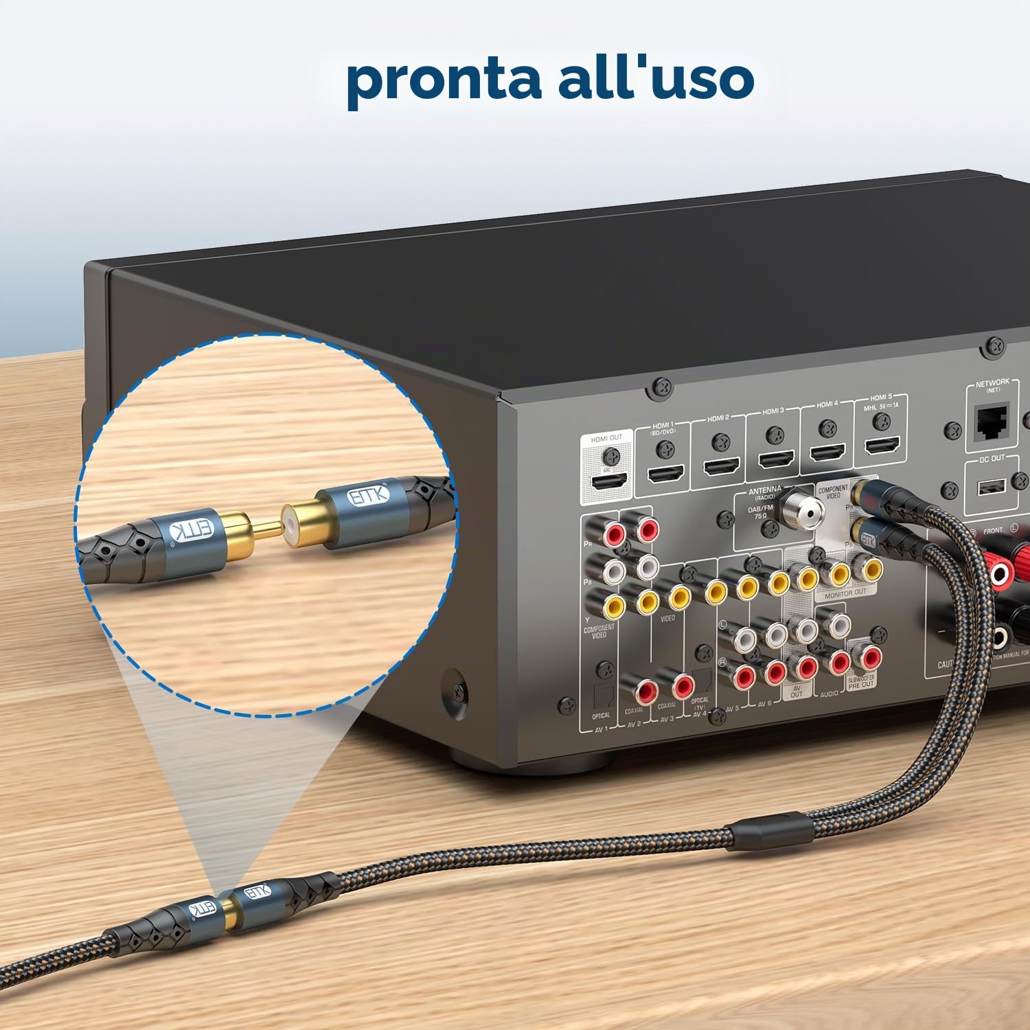 Cavo Splitter RCA 1 Maschio A 2 Femmine – Placcato Oro, Schermato, Per Subwoofer E Home Theater (30cm) - 2