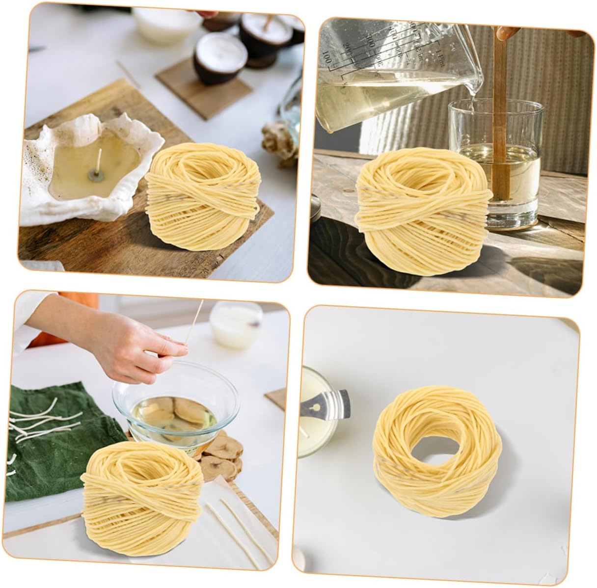 YARNOW 2pcs 2mm Natural Flax Candle Wick Spools 30m Light Color for DIY Jar, Pillar, and Taper Candle Making Craft