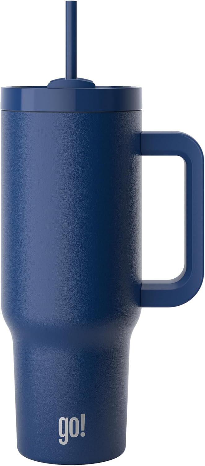 40oz Stainless Steel Handle Tumbler with Triple Insulation & Copper Lining (Dark Blue) Thumbnail