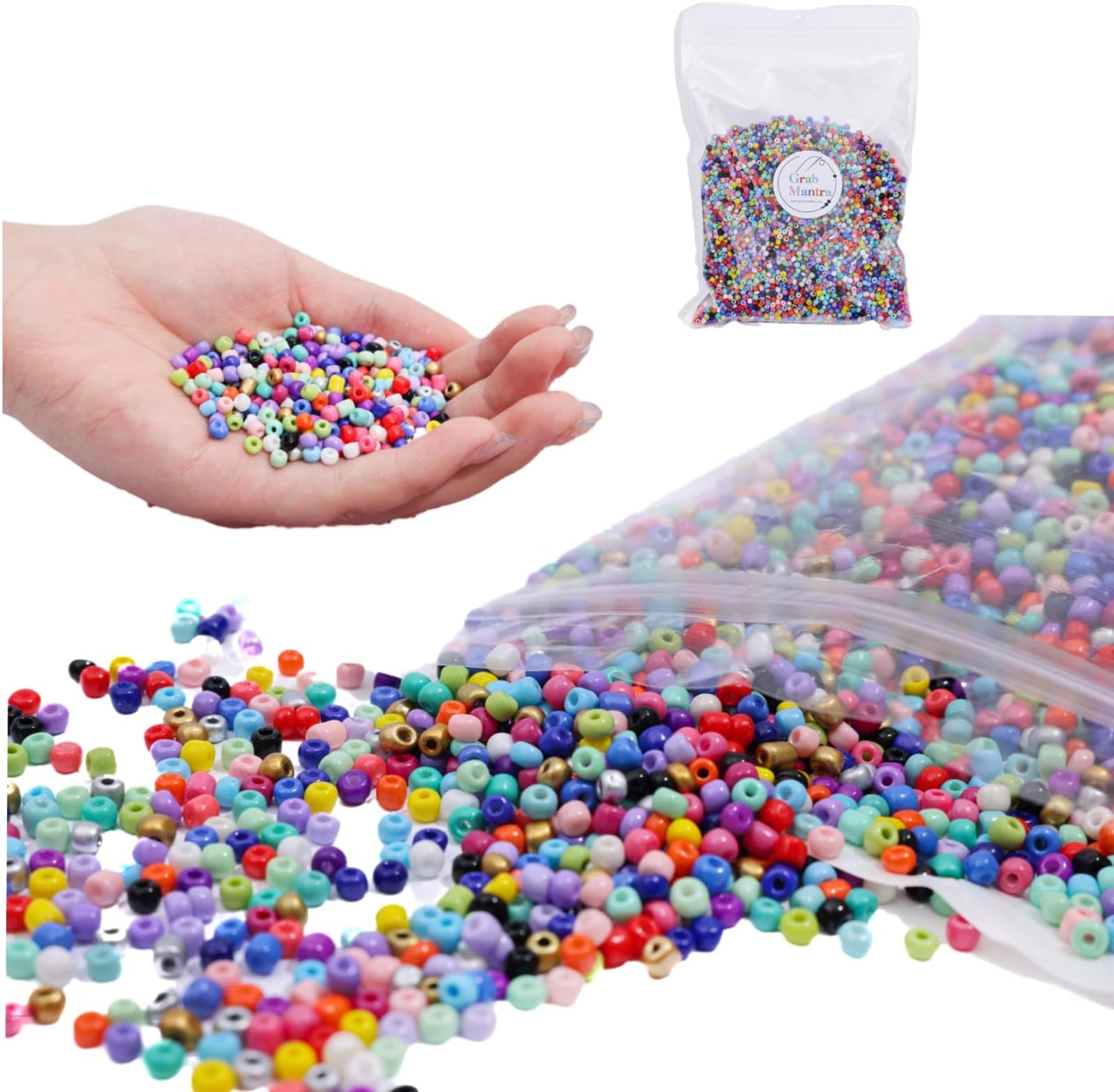 Grab Mantra GrabMantra 4mm Glass Seed Beads for Bracelets Jewelry Making and Crafts with Elastic String Cord (4mm mix)