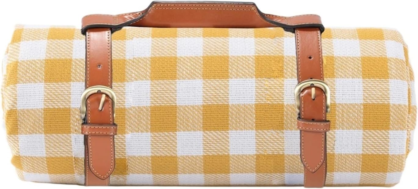 80"x80" Extra Large Waterproof Foldable Picnic Mat, for 8 Adults, Camping Beach Park Grass Indoor Use(Blue White Grids,200cm*200cm)