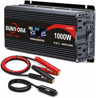 1000 Watt Car Power Inverter 12V DC to 110V/120V AC Converter 2000W Peak with LCD Display, 2 AC Outlets & 5V USB 3.0 Port, Car Plug in Adapter Outlet Supplies Power to Appliances in Car Boat1
