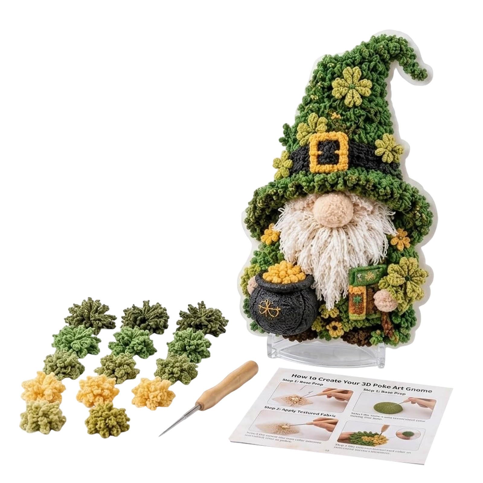 Gnome 3D Fabric Poke Art Kit, Christmas DIY Poke Art Craft Kit for Adult Beginner Handmade Faith Gifts