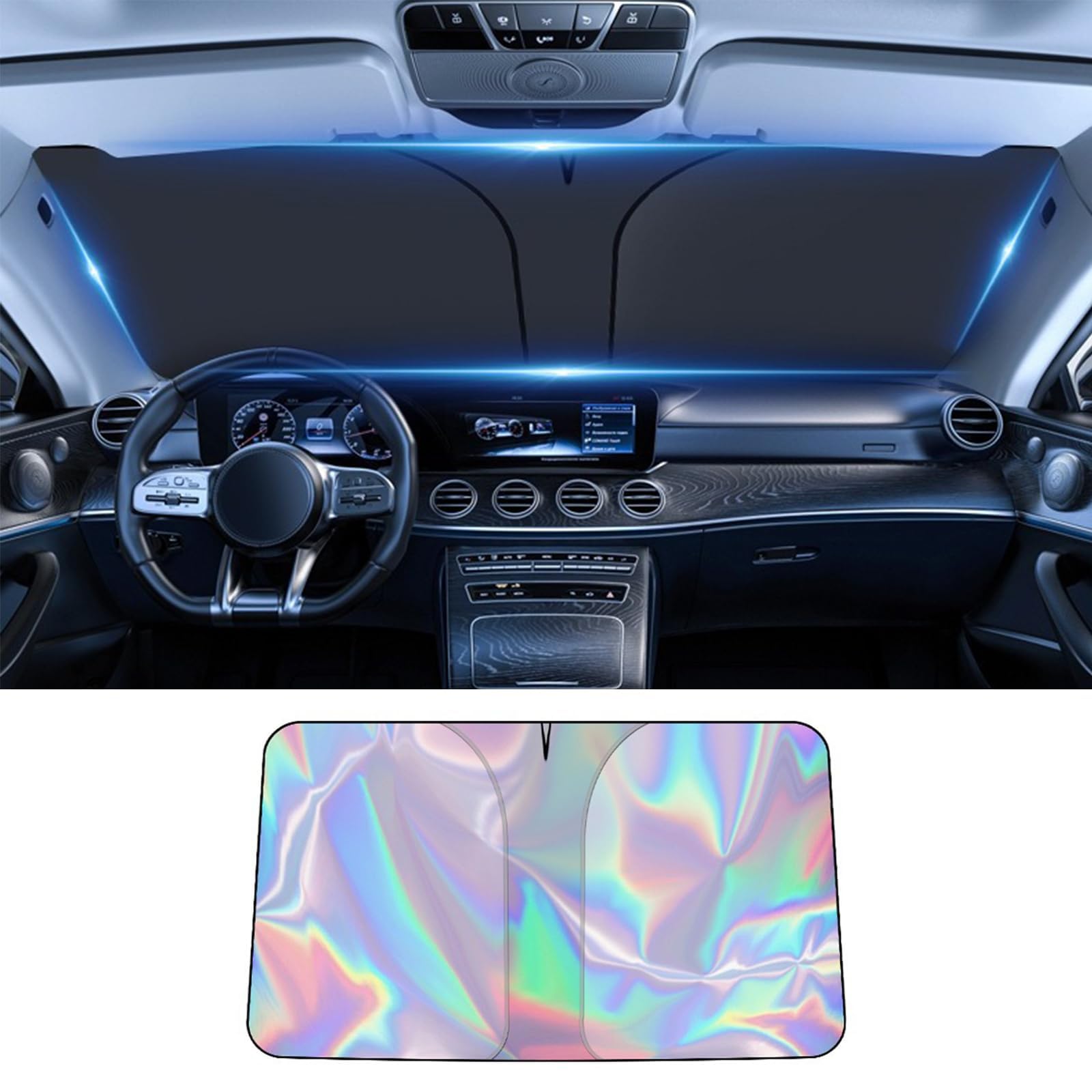 Zuobymbc Car Windscreen Sun Shade For Mercedes-Benz Cla Shooting Brake (X118) 2023-, Windshield Sunshade For Car Inside,Front Windshield Sunshade,Foldable Cover Visor Sunshades,Sun Shade,C