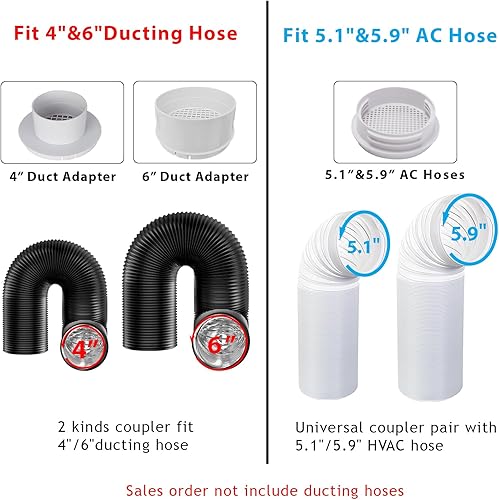 Miniatura 5 de Kit de conductos de ventana, kit de ventilación de ventana de 4 y 6 pulgadas, kit de sellado universal de ventana de CA portátil de 5.1 pulgadas5.9