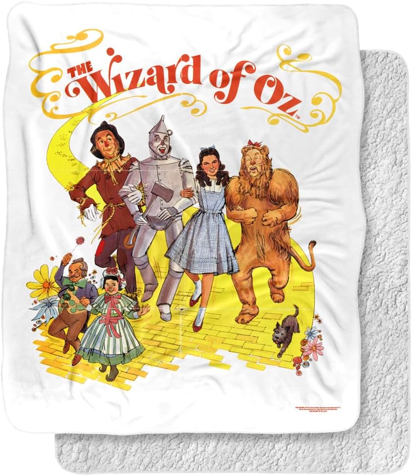 The Wizard of Oz Classic Yellow Brick Road Silky Touch Sherpa Back Super Soft Throw Blanket