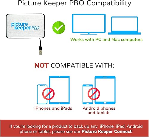 Miniatura 6 de Picture Keeper PRO Connect - Disco duro externo para fotos y vídeos para computadoras Mac y PC, unidad flash USB de 500 GB