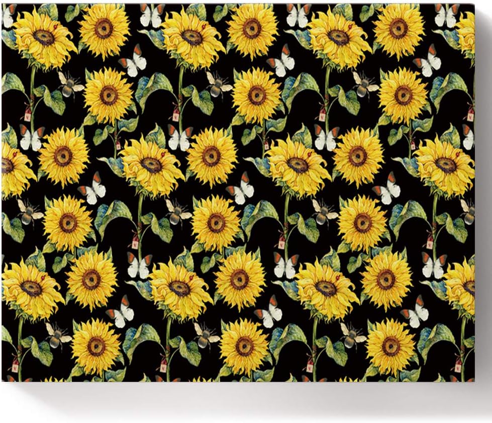 DIY Paint by Numbers for Adults Include Brushes and Acrylic Pigment, Sunflower and Butterfly Tile Pattern on Black Canvas Oil Painting with Inner Wooden Frame, 16″x20″ Paint by Number Canvas DIY Paint by Numbers for Adults Include Brushes and Acrylic Pigment, Sunflower and Butterfly Tile Pattern on Black Canvas Oil Painting with Inner Wooden Frame, 16″x20″ Paint by Number Canvas