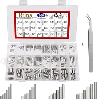 360Pcs 304 Stainless Steel Dowel Pin Shelf Support Peg Pin Rod Fasten Elements Assortment Kit, 24 Sizes M2 M3 M4 M5