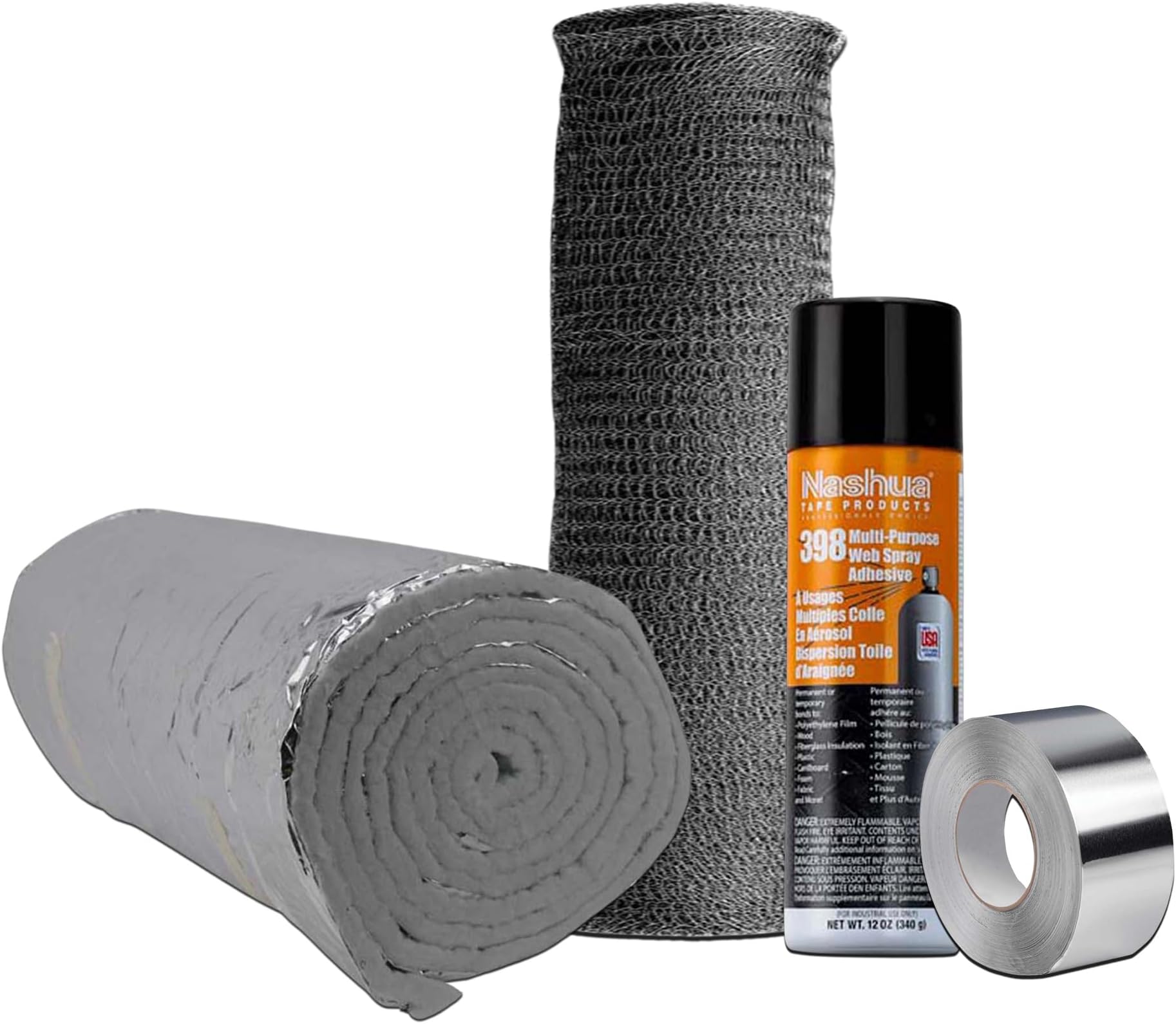 FireSafe 1/2" Flexible Chimney Liner Insulation Wrap Kit - Stainless Steel Liner Blanket with Mesh, Foil Tape and Adhesive - Fits 3in to 6in Diameter - 15ft Length
