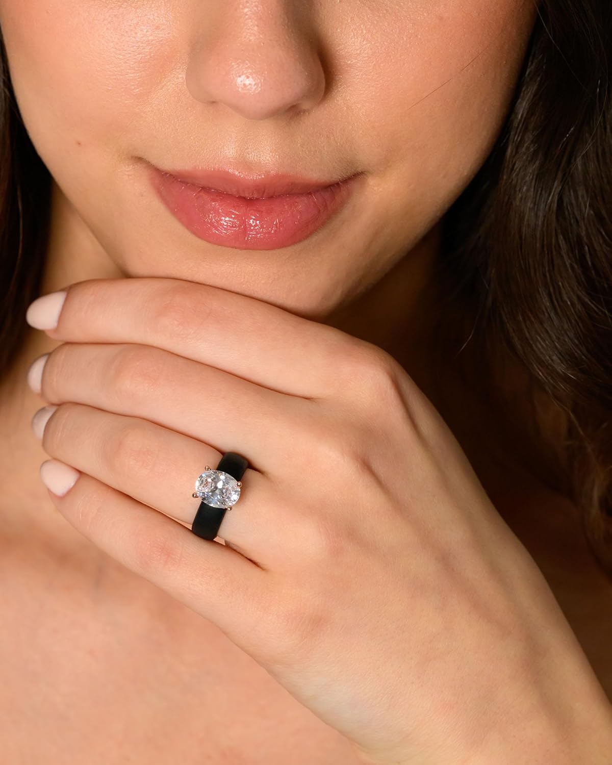 Rinfit Silicone Ring with Stone - Oval Cut Cubic Zirconia Solitaire Engagement Ring for Women - Rubber Wedding Bands - Patented Design - Image 8