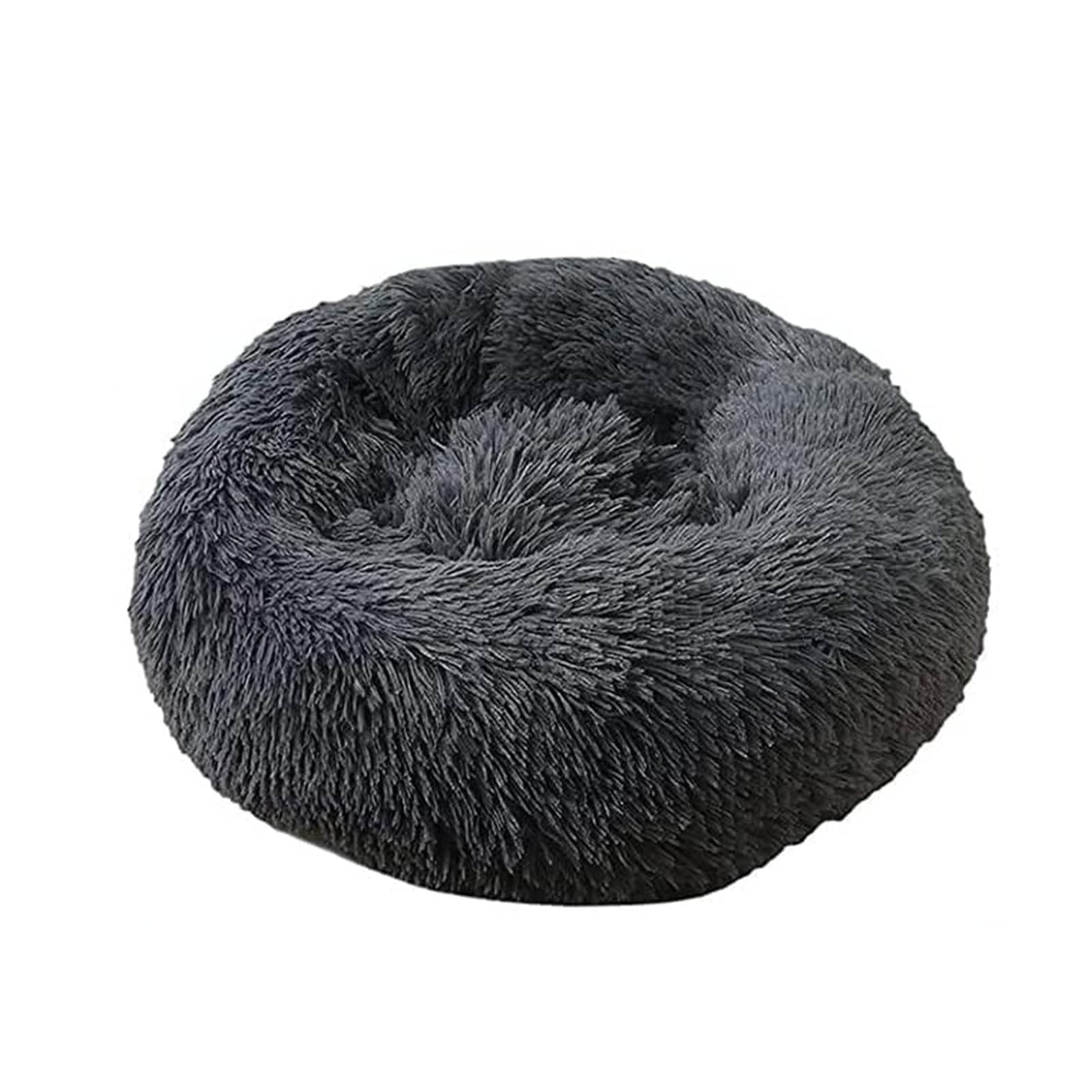 jiuzcare Hundebett Katzenbett rund flauschig, Hundebett waschbar, Katzenbett flauschig, Hundekissen für kleine Hunde und Katzen, Hundekörbchen weich (50 cm, Dunkelgrau)