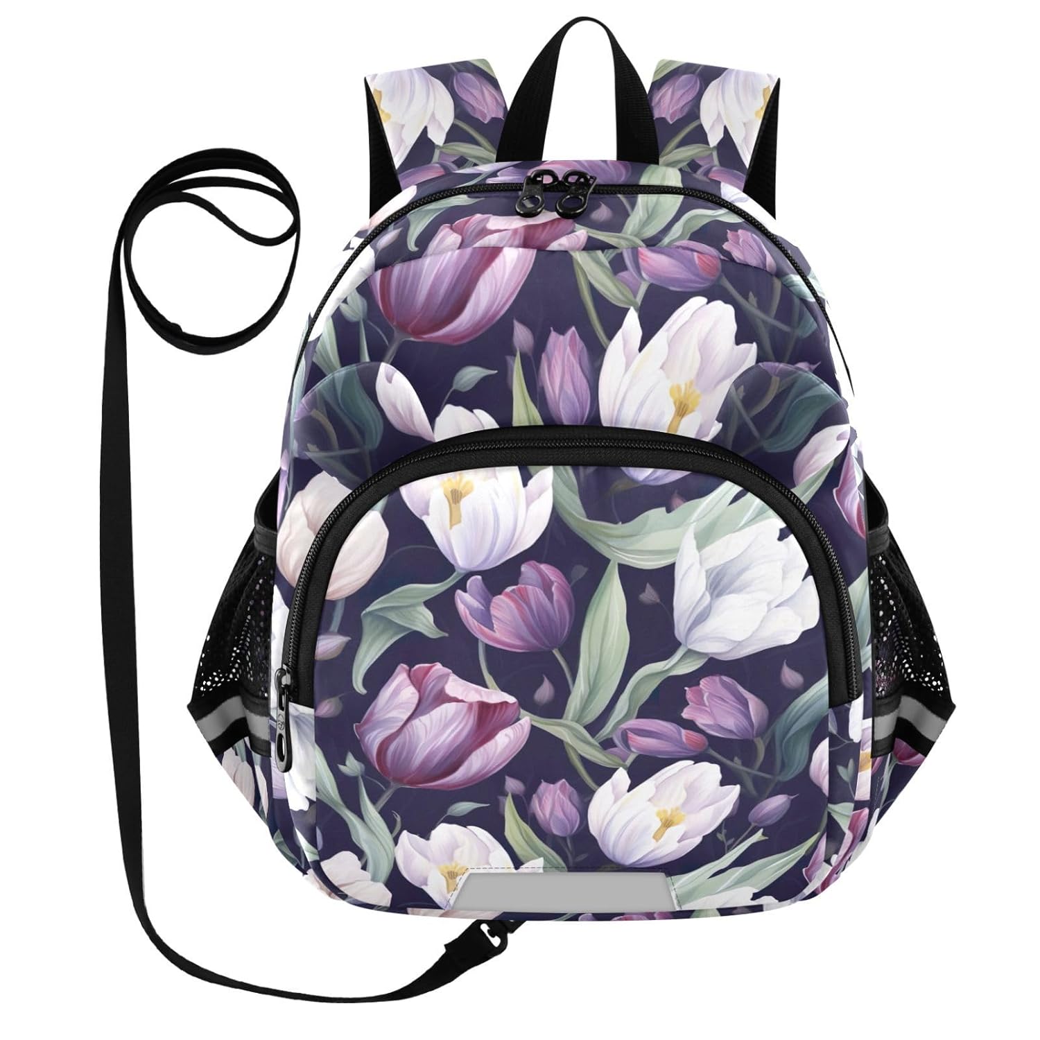 Purple Tulips Toddler Harness Backpack for Boys Girls 3-6 Years Kids Backpack with Anti Lost Safety Leash Child Leash Backpack for Walking Travel Preschool