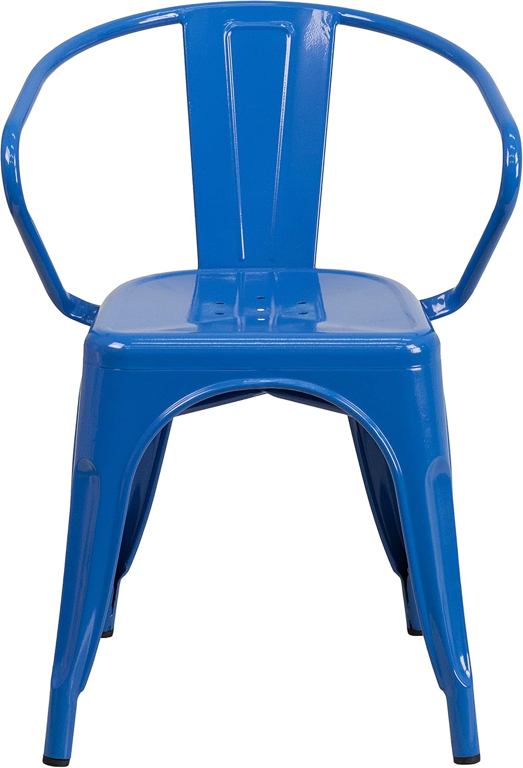 Flash Furniture Roy Commercial Grade 4 Pack Blue Metal Indoor-Outdoor Chair with Arms