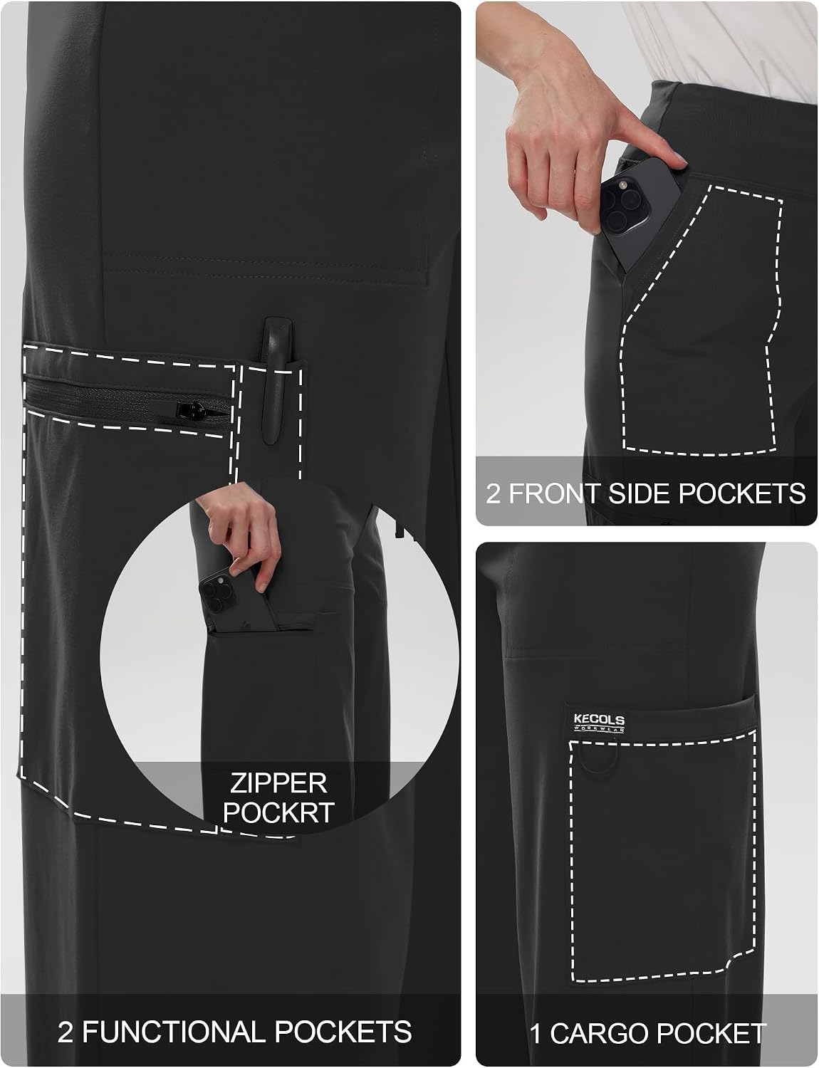 Women's Wide Leg Scrub Pants High Rise Anti-Wrinkle Scrub Uniforms Yoga Pants