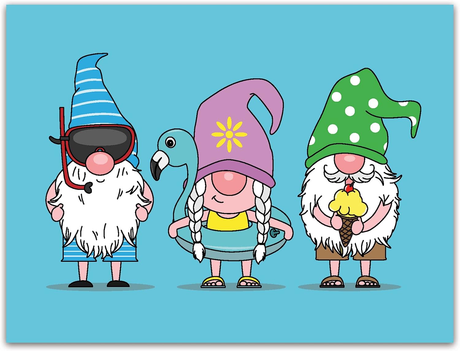 Small World Greetings Summer Gnome Greeting Cards 12 Pack Beach Gnome Designs, Blank Inside with Envelopes – A2 Size (5.5"x4.25") – Gnome Lover Gift, Funny Summer Birthday, Thank You Cards