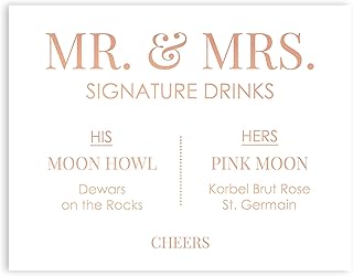 Signature Drinks Sign Rose Gold Foil Wedding Signs Signature Cocktails Sign Bar Menu Wedding Decor Unframed Wall Art Poster