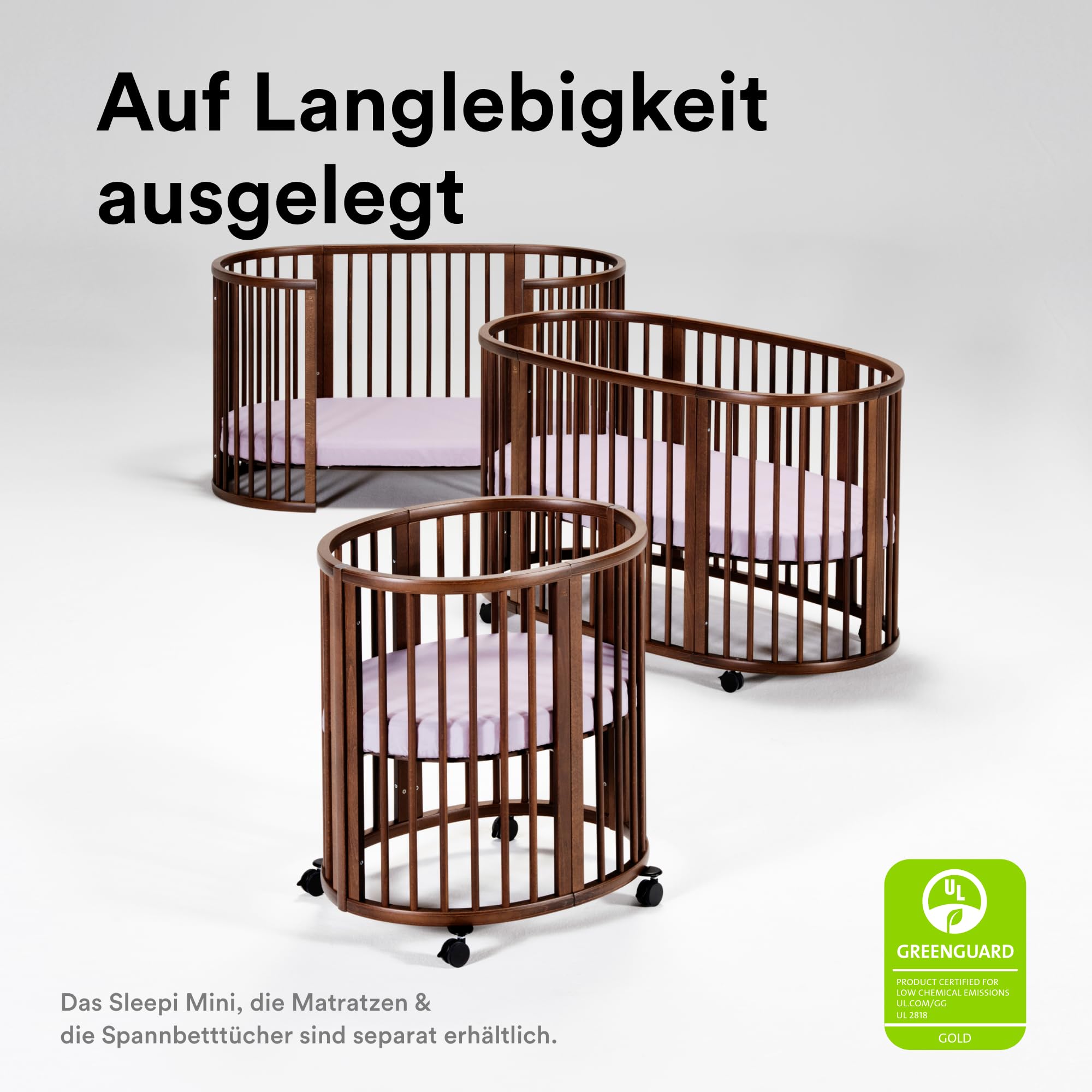 Stokke Sleepi Bett V3, Warm Brown – für 0-5-Jährige geeignet – verstellbar, stylish & flexibel – Stabiler Rahmen aus Buchenholz