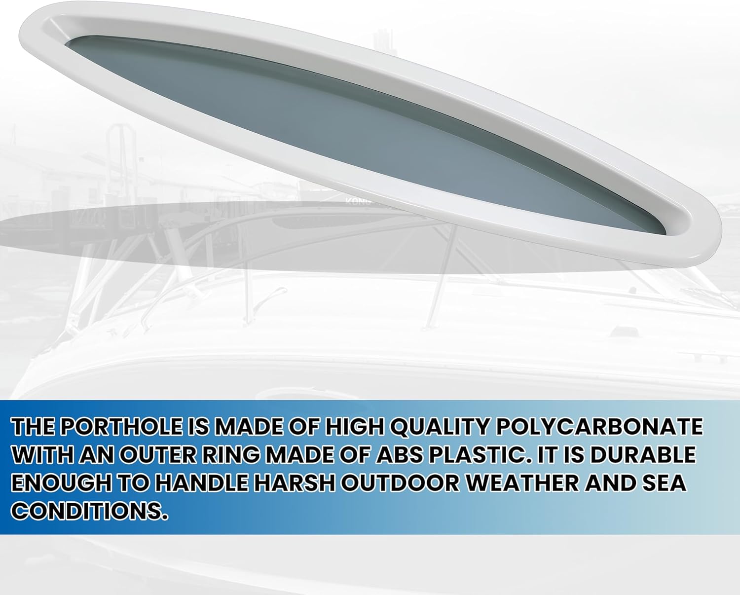 HECASA Boat Portlight Porthole Outer Ring Compatible with 2004 & 2007 Sea Ray 225 Weekender TOO Sundencers Express Boat Yacht Replacement Window with Outer Ring 23.5"L x5.25"W(597mm x 134mm)
