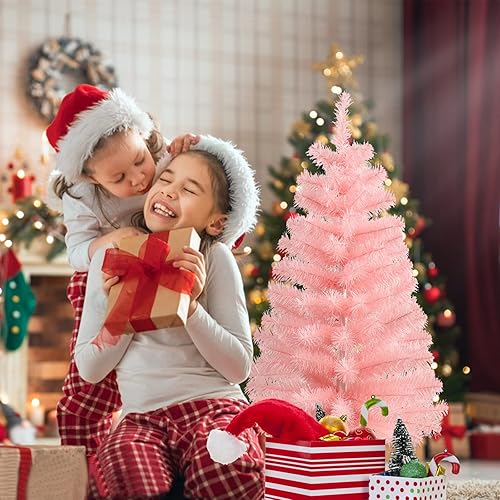 Vista 56 de CCINEE 3Ft Artificial White Tabletop Hinged Christmas Tree with Metal Stand - 130 Branch Tips Mini Christmas Tree for Xmas Party Supplies Home