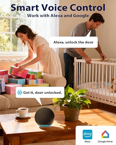 Miniatura 6 de Cerradura de puerta de entrada sin llave, cerradura de puerta de huellas dactilares, cerraduras inteligentes para puerta delantera y dormitorio,