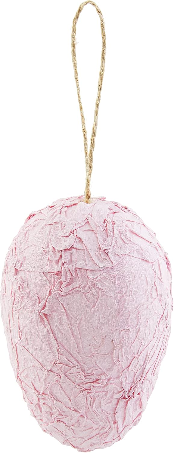 Mud Pie Paper Mache Egg Decor, 4" x 2.5", Pink