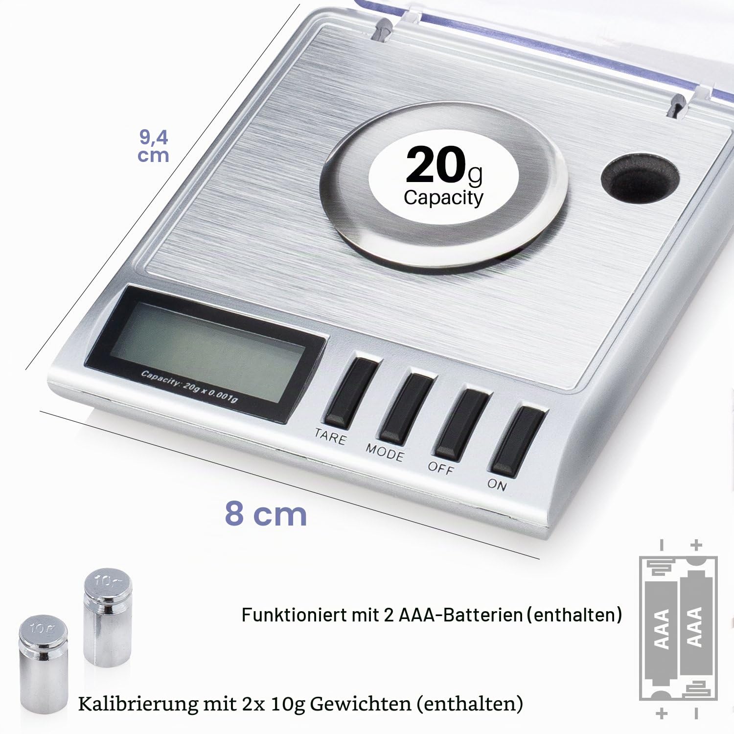 Smart Weigh Digitale Taschenwaage, Feinwaage, Goldwaage, 20 x 0,001 g, Mit Tara-Funktion, Kalibriergewichte Und Pinzette Sind Inbegriffen