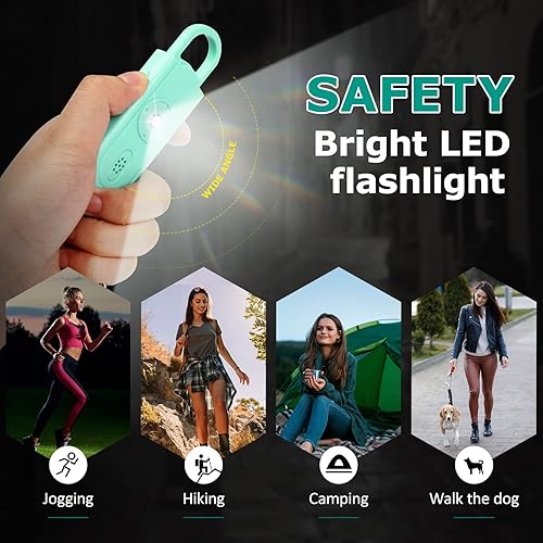 Miniatura 5 de Alarma de seguridad personal para mujeres y niñas, sirena fuerte de 130 dB con llavero, luz estroboscópica SOS, linterna, altavoces dobles que