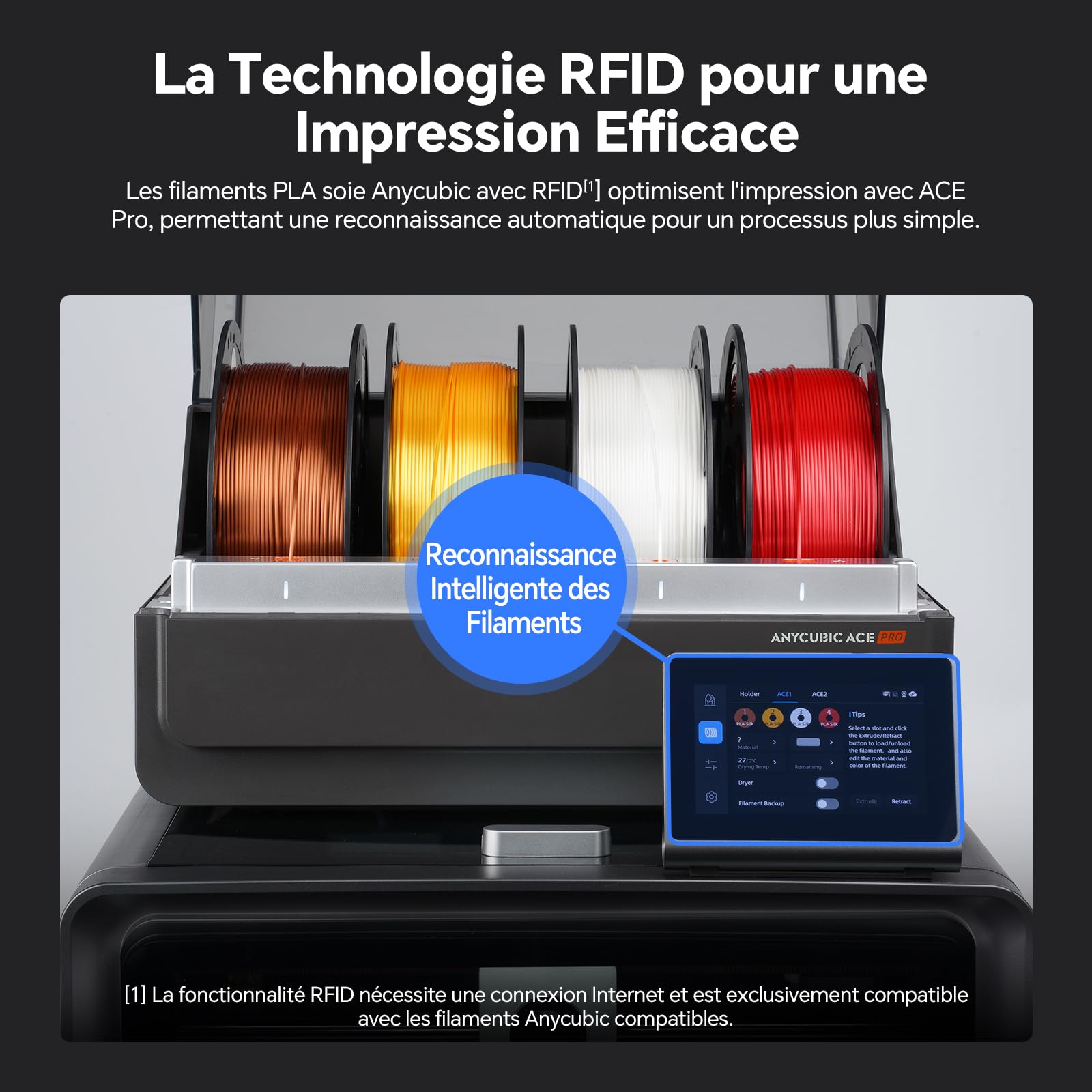 ANYCUBIC Filament PLA Soie 1,75 mm Or 1KG, Filament pour Imprimante 3D Brillant Précision Dimensionnelle +/- 0,05 mm, Bobine 1kg Compatible avec Imprimantes 3D FDM