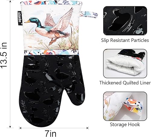 Miniatura 10 de Alselo Mini guantes de cocina 2 unidades de silicona resistentes al calor con agarre antideslizante y suave forro de algodón acolchado para un