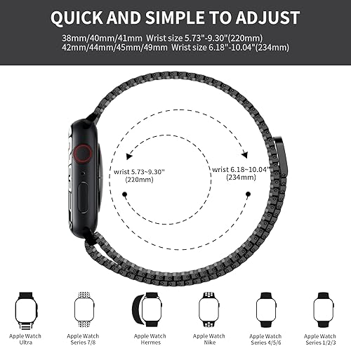 Miniatura 8 de Wristitani Compatible con Apple Watch Band Series 8 SE 7 6 5 4 3 2 1, correa de cierre magnético de acero inoxidable de repuesto para iWatch Band