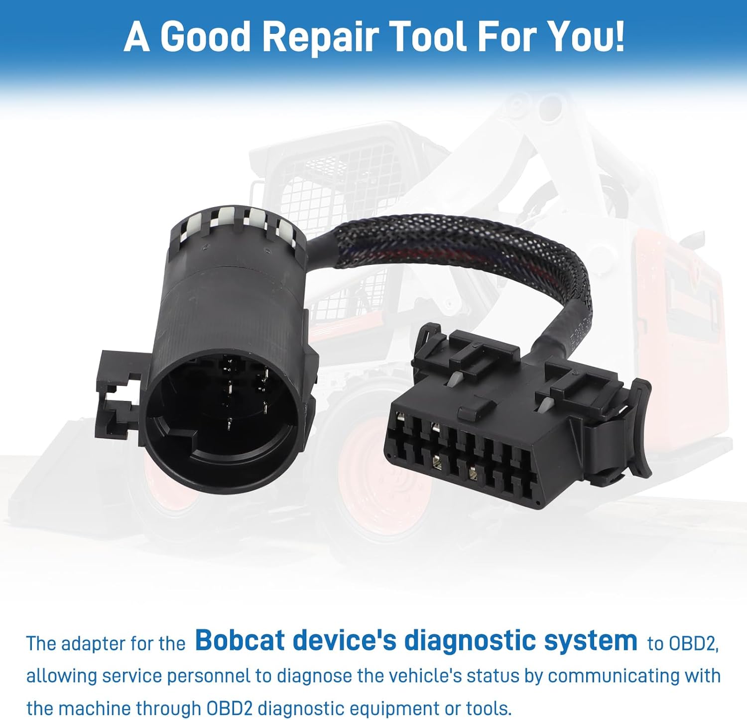 OBD2 Diagnostic Adapter Compatible with Diagnostic Service Analyzer v90, OBD2 Diagnostic Tool Cable Connector Harness for Bobcat, 2Pcs Black