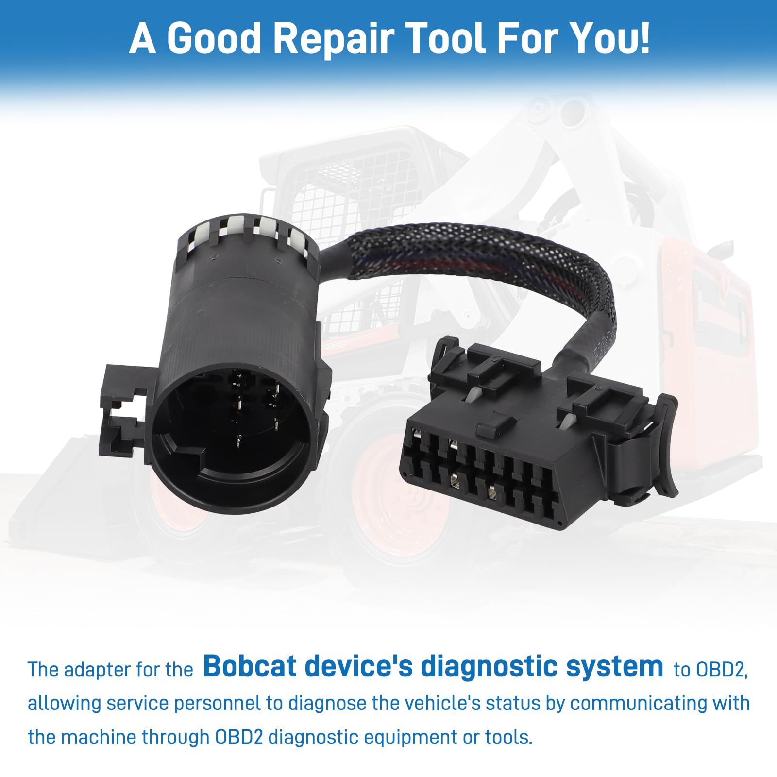 Adattatore diagnostico OBD2 compatibile con analizzatore di servizio diagnostico v90, strumento diagnostico OBD2, cablaggio connettore cavo per Bobcat, 2 pezzi, nero