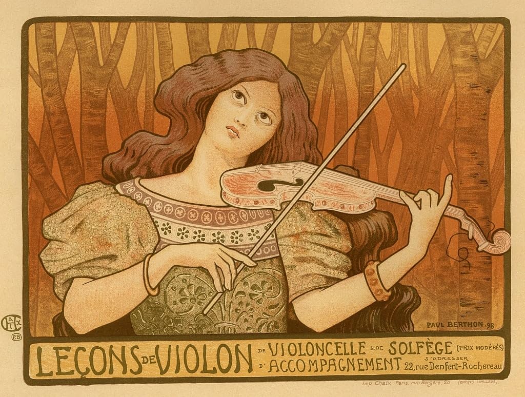 Affiche leçons de violon Paul Berthon tableau decoracion murale moderne 60x90cm