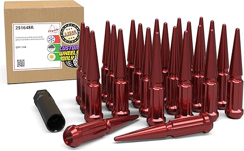 Vista 27 de Wheel Accessories Parts 20 piezas M12x1.5 12x1.5 rosca Spike Spline 4.40" largo tuercas negras 7/8" y 13/16" hexagonales para Chevy Blazer S10 GMC