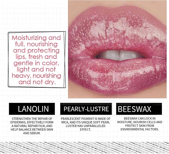 Moisturizing Lip Gloss Hydrating Tinted Lip Oil Long Lasting Shimmer Liquid Lipsticks Moisturizing Shimmer Lip Glow Oil Plumping Lip Oil for Lip Care and Dry Lip