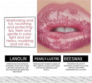 Moisturizing Lip Gloss Hydrating Tinted Lip Oil Long Lasting Shimmer Liquid Lipsticks Moisturizing Shimmer Lip Glow Oil Plumping Lip Oil for Lip Care and Dry Lip