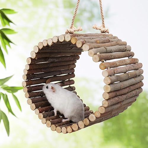 Miniatura 2 de Juguetes de columpio para loros, cuevas colgantes de árbol de pájaros, hamaca de loro de madera de manzana natural, accesorios para jaula