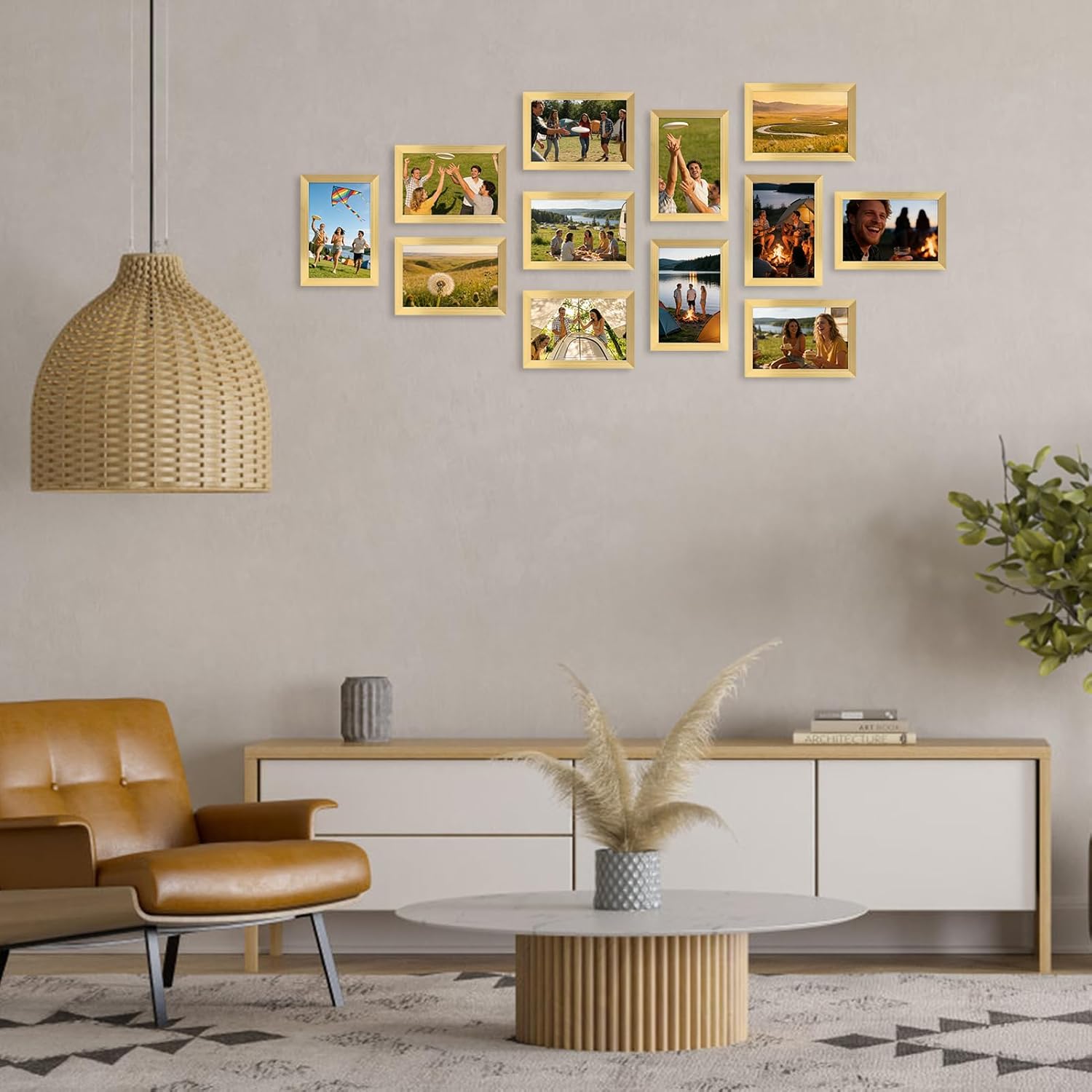 Hoikwo 14 Packs 4x6 Gold Multi Plastic Picture Frames Set with Plastic Cover for Family Photos, Artwork, Light Weight Bulk 4 by 6 Frames Pack for Wall Hanging and Table, Stylish Picture Frames
