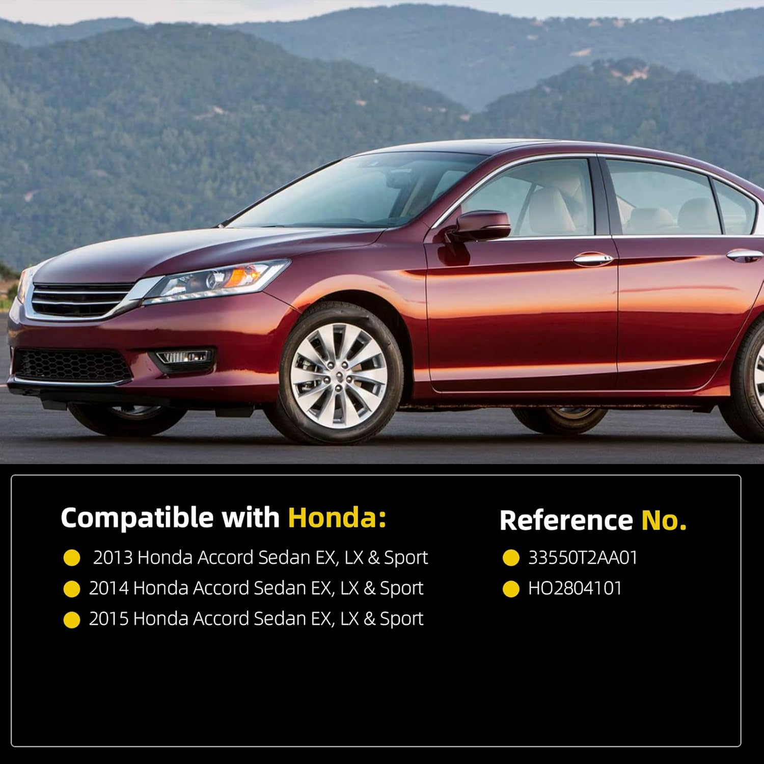 Dasbecan Halogen Tail Light Assembly Compatible with 2013 2014 2015 Honda Accord Sedan EX LX Sport Rear Lamp Taillight Left Driver Side Replace#33550T2AA01 HO2804101