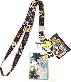 Great Eastern Entertainment 37897 Seven Deadly Sins: Meliodas, Elizabeth and Hawk Lanyard with Badge Id Holder and PVC Charm, Multi-Color, Multi-Color, 5"