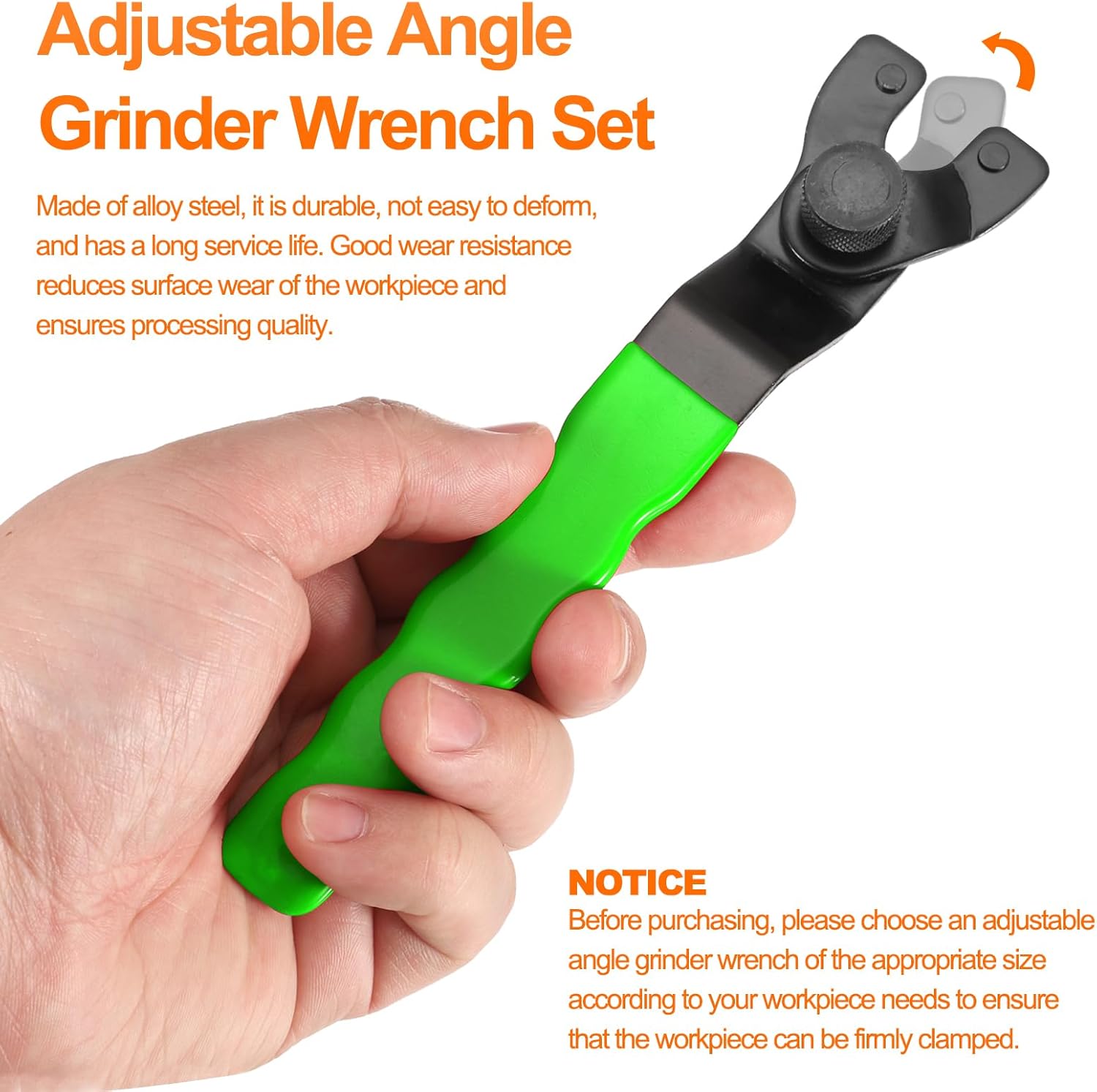 1pcs Angle Grinder Wrench 0.28"-1.85"(7-47mm) Range Universal Adjustable Lock Nut Pin Replacement Wrenches Spanner for Angle Grinder Machine Table Grinder Marble Machine, Green