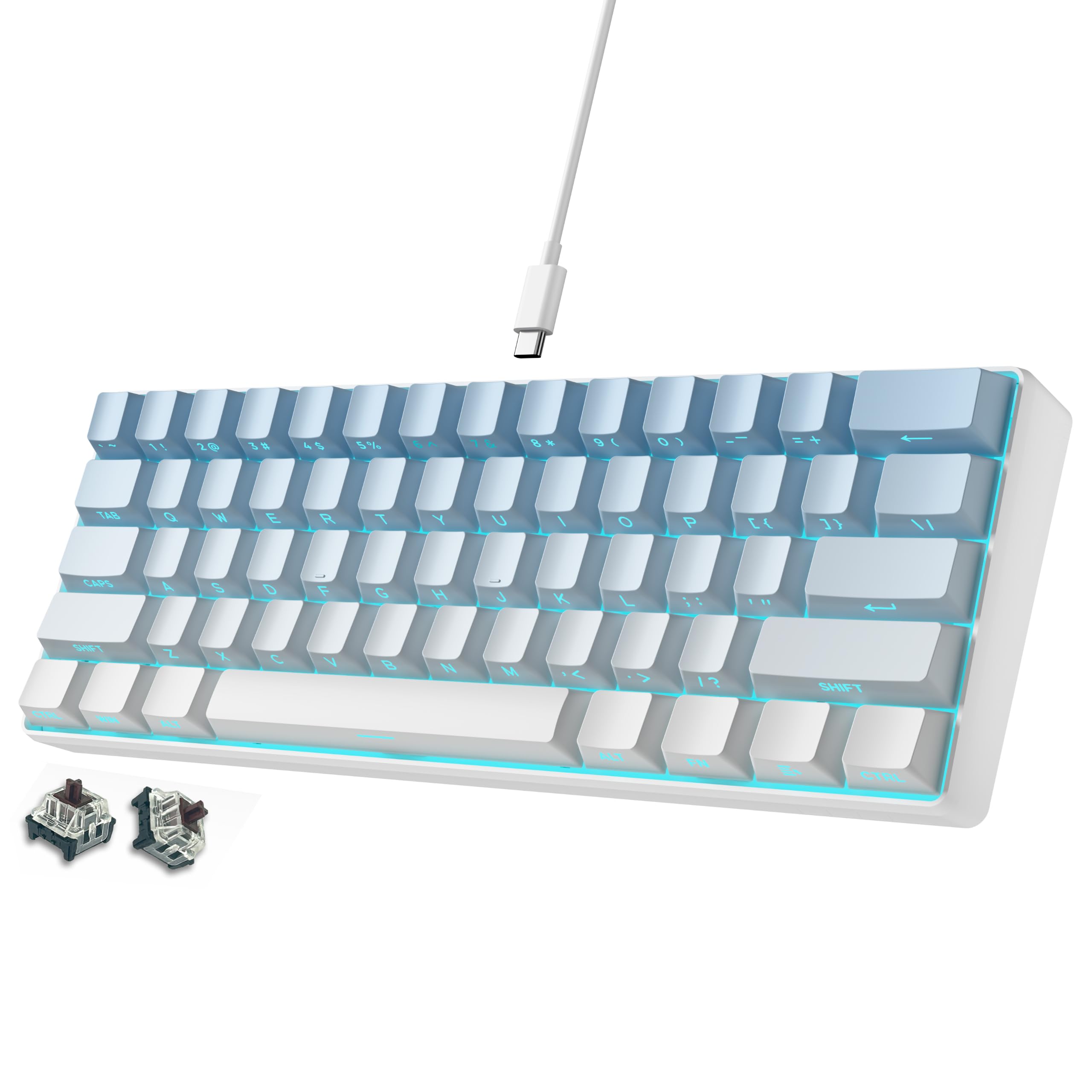 60% Mechanical Gaming Keyboard Brown Switch Wired Compact Keyboard Anti-Ghosting No-Confl…