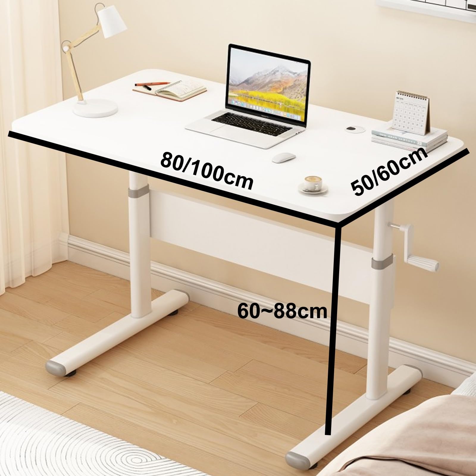 L-Sd - Mesa de trabajo de 18 mm de grosor con manivela de madera, perfecta para el hogar, oficina, diseño para mesa Worpace