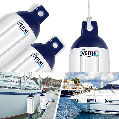 Miniatura 6 de Paquete de 4 guardabarros de barco, parachoques de vinilo acanalado de ojos gemelos para barcos, parachoques de barco para acoplamiento, vienen con