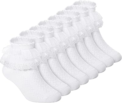 Haysandy 8 Pairs Toddler Girls Dress Socks - Baby Ruffle Cute Frilly Lace Cotton Teen Girl
