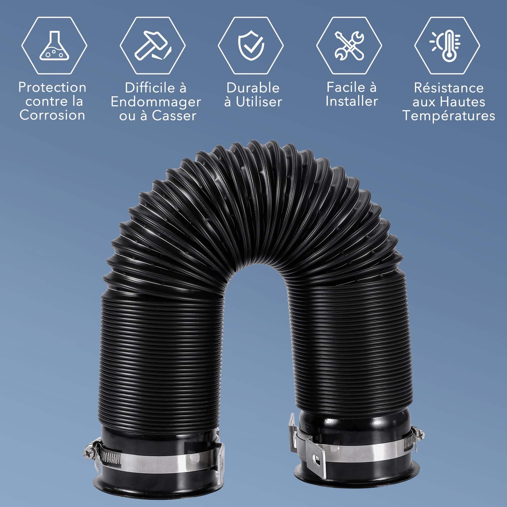 CarBole 76mm Tuyau d'admission d'air, Rétractable Jusqu'à 1m | Conduit D'admission D'air avec Pince de Montage, Modifié Prise D'air Tuyau Flexible Pour Voiture