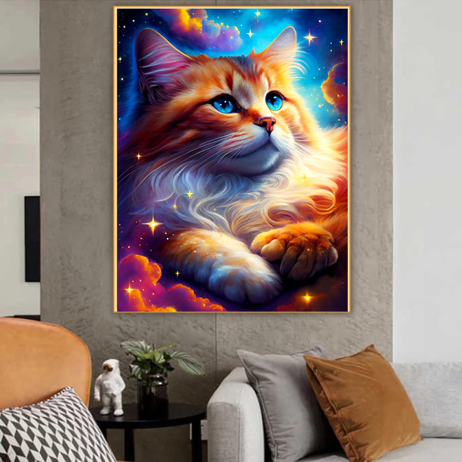 Diamond Painting Katze XXL 130x100cm - 5D DIY Bastelset Für Erwachsene