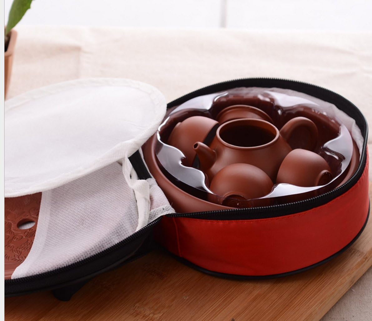 Purple Clay Travel Teaset Portable Travel Kungfu Tea Set (Consists of 1 Tea Tray 1 Teapot and 3 Cups) by Teagas